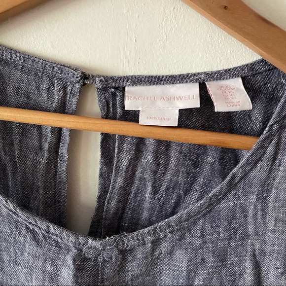 Rachel Ashwell Linen Blue denim mini tent dress with pockets - Picture 3 of 4